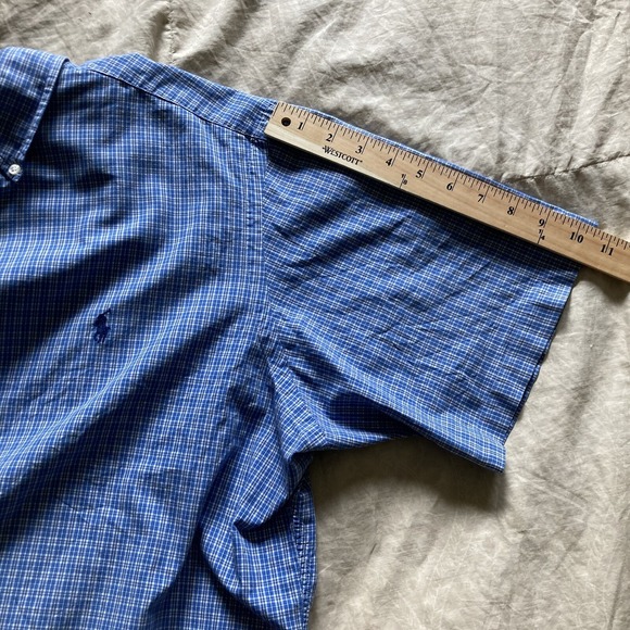 Polo Ralph Lauren Men XL Classic Fit SS  Button Down Plaid Cornflower Blue Prep - Picture 12 of 12